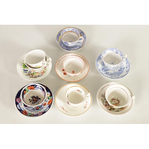 60 - A COLLECTION OF 18TH CENTURY BLUE AND WHITE CAUGLEY AND OTHER TEA BOWLS AND SAUCERS of varying patte... 