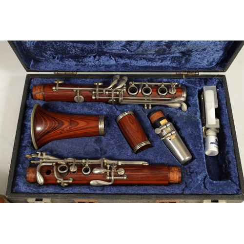 603 - A MID 19TH CENTURY BOXWOOD AND IVORY CLARINET BY D’ALMAINE & CO. together with a cased American clar... 