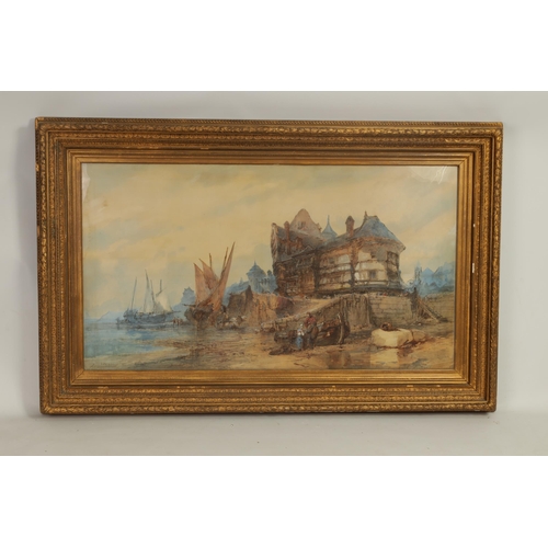 612 - PAUL MARNEY (1829-1914) A LARGE 19TH CENTURY WATERCOLOUR continental coastal scene, signed lower lef... 