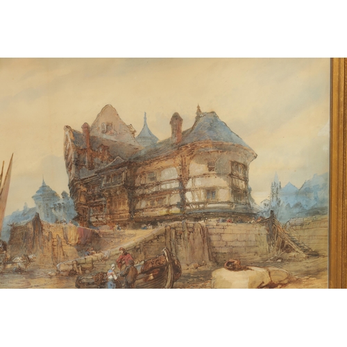 612 - PAUL MARNEY (1829-1914) A LARGE 19TH CENTURY WATERCOLOUR continental coastal scene, signed lower lef... 