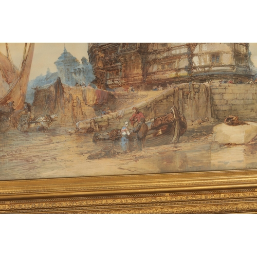 612 - PAUL MARNEY (1829-1914) A LARGE 19TH CENTURY WATERCOLOUR continental coastal scene, signed lower lef... 