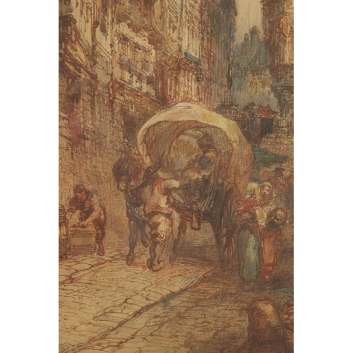 617 - PAUL MARNEY (1829-1914) A LARGE 19TH CENTURY WATERCOLOUR early street scene, signed bottom left - in... 