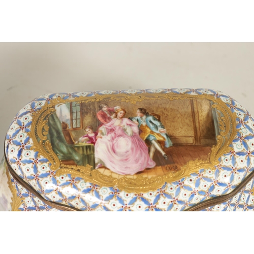 62 - A GOOD 19TH CENTURY SEVRES AND GILT METAL MOUNTED CASKET of shaped and lobed rectangular bulbous for... 