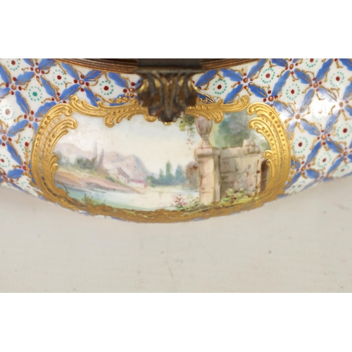 62 - A GOOD 19TH CENTURY SEVRES AND GILT METAL MOUNTED CASKET of shaped and lobed rectangular bulbous for... 