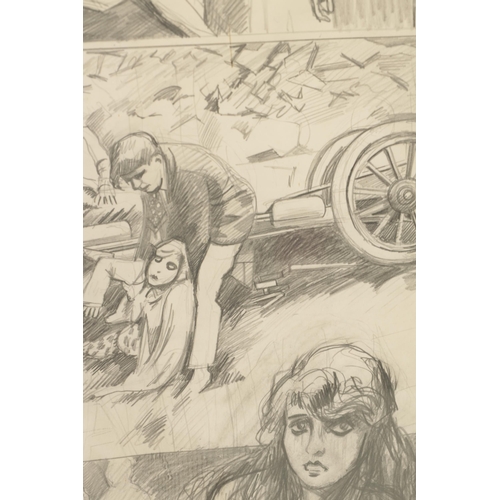 621 - FRANK MARTIN (BRITISH 1921-2005) ORIGINAL PENCIL SKETCH titled The Perils of Pauline, signed lower l... 