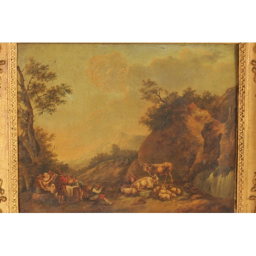 627 - CIRCLE OF DIETRICH - 18TH-CENTURY CONTINENTAL OIL ON CANVAS Mountainous landscape scene with figures... 