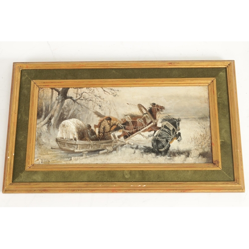 637 - J. ORLOFF (1871-1948). A PAIR OF EARLY 20TH CENTURY OILS ON BOARD depicting winter landscapes of Rus... 