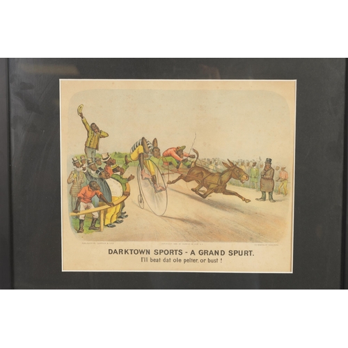 641 - A FRAMED SET OF THREE LATE 19TH CENTURY PRINTS BY CURRIER & IVES DEPICTING IMAGES OF AMERICAN SOCIAL... 