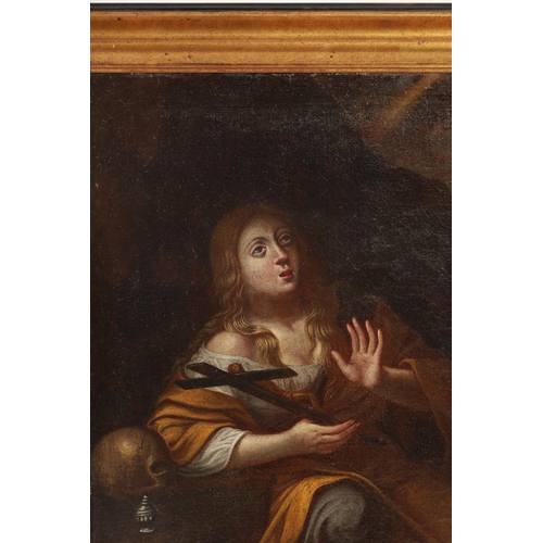 656 - A 17TH / 18TH CENTURY ITALIAN SCHOOL OIL ON CANVAS PENITENT MARY MAGDALENE EMILIAN (71cm high 51cm w... 