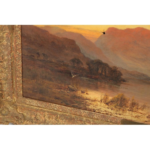 669 - ALFRED DE BREANSKI 19TH CENTURY OIL ON CANVAS 'Crummockwater' Evening Signed, inscribed and labelled... 