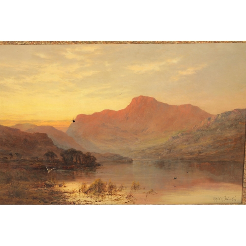 669 - ALFRED DE BREANSKI 19TH CENTURY OIL ON CANVAS 'Crummockwater' Evening Signed, inscribed and labelled... 