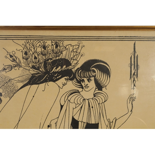 675 - A VINTAGE PRINTED POSTER BY AUBREY BEARDSLEY “THE PEACOCK SKIRT” depicting two stylised ladies, by G... 