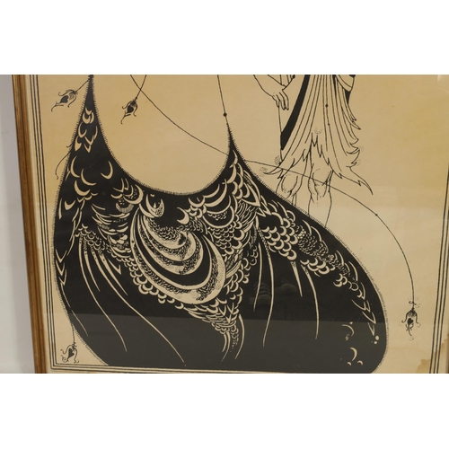 675 - A VINTAGE PRINTED POSTER BY AUBREY BEARDSLEY “THE PEACOCK SKIRT” depicting two stylised ladies, by G... 