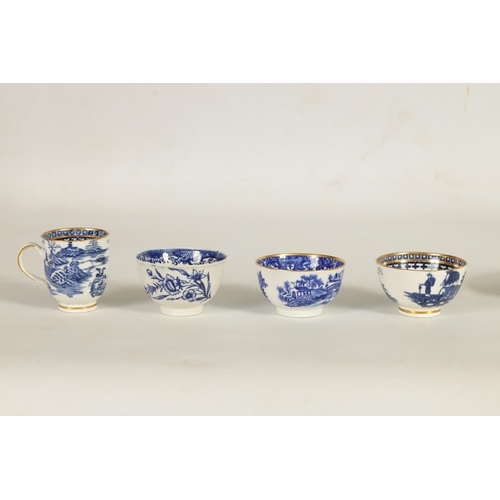 69 - AN 18TH CENTURY WORCESTER PORCELAIN TEA BOWL AND SAUCER decorated in the 'Bandstand' pattern within ... 