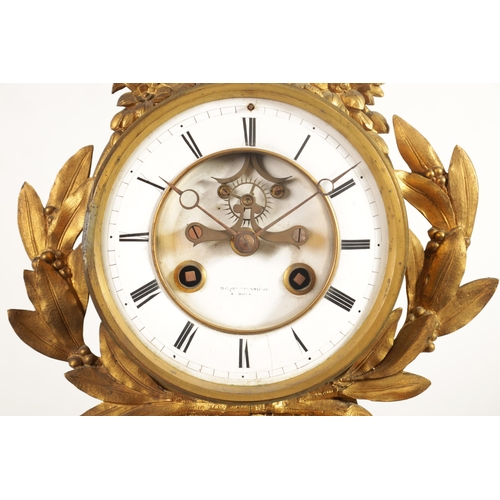 709 - A 19TH CENTURY FRENCH ORMOLU LARGE MANTEL CLOCK the ornate case with leaf and flower head crested dr... 