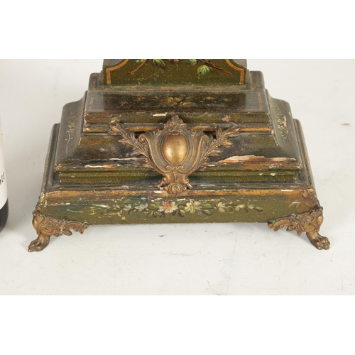 710 - A RARE LATE 19TH CENTURY FRENCH SWINGING MYSTERY CLOCK OF LARGE SIZE the ormolu mounted green lacque... 