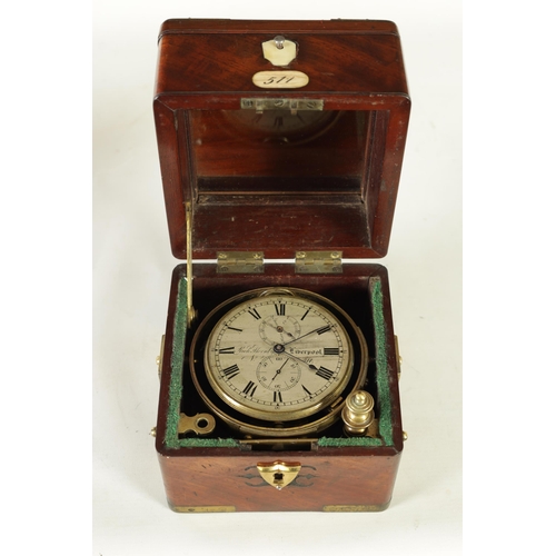 713 - RICHARD HORNBY, LIVERPOOL, NO. 514. A SMALL REGENCY TWO-DAY MARINE CHRONOMETER The mahogany brass bo... 