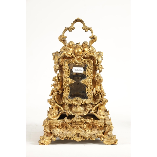 716 - A FINE AND RARE MID 19TH CENTURY FRENCH GILT BRASS AND SEVRES STYLE LIMOGES ENAMEL PANELLED ROCOCO R... 