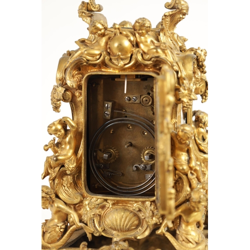 716 - A FINE AND RARE MID 19TH CENTURY FRENCH GILT BRASS AND SEVRES STYLE LIMOGES ENAMEL PANELLED ROCOCO R... 