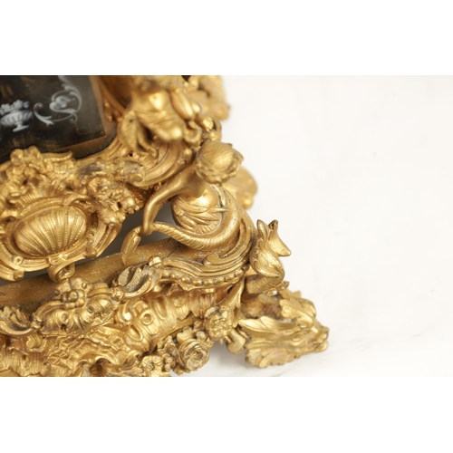 716 - A FINE AND RARE MID 19TH CENTURY FRENCH GILT BRASS AND SEVRES STYLE LIMOGES ENAMEL PANELLED ROCOCO R... 