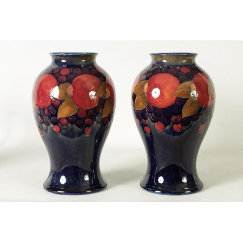 73 - A VERY LARGE PAIR 1930's/40's WILLIAM MOORCROFT INVERTED BALUSTER VASES tube lined and decorated in ... 