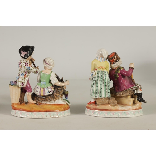 83 - A PAIR OF LATE 19TH CENTURY SITZENDORF FIGURE GROUPS emblematic of Autumn and Winter depicted with a... 