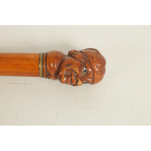 470 - AN EARLY 19TH CENTURY CARVED HEAD WALKING STICK the fruitwood handle nicely carved as a man's head w... 