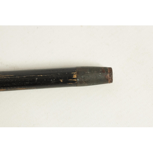 487 - OF NELSON INTEREST, A LATE 19TH CENTURY GENTLEMAN'S WALKING CANE with copper pommel handle on an ebo... 