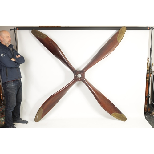 498 - A RARE LAMINATED MAHOGANY BRASS TIPPED FOUR BLADE PROPELLER FROM A 1915 WW1 FE8 AIRCRAFT - these air... 