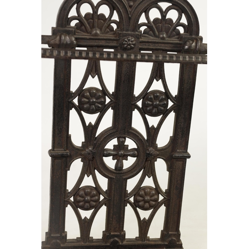 502 - A LATE 19TH CENTURY CAST IRON COALBROOKDALE STYLE STICKSTAND with stylised floral decoration and lif... 