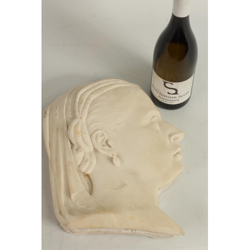 512 - A 19TH CENTURY SILHOUETTE WHITE MARBLE BUST OF A YOUNG LADY POSSIBLY QUEEN VICTORIA finely carved we... 