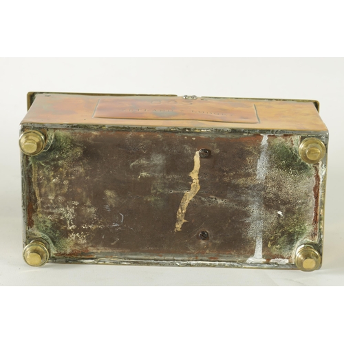 534 - A 19TH-CENTURY BRASS HONESTY TOBACCO BOX FOR 603 ZETLAND LODGE with hinged top and carrying handle a... 