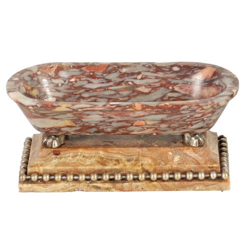 546 - AN ITALIAN COLOURED MARBLE AND BRONZE 'GRAND TOUR' SCULPTURE modelled as a Roman bath on a moulded b... 