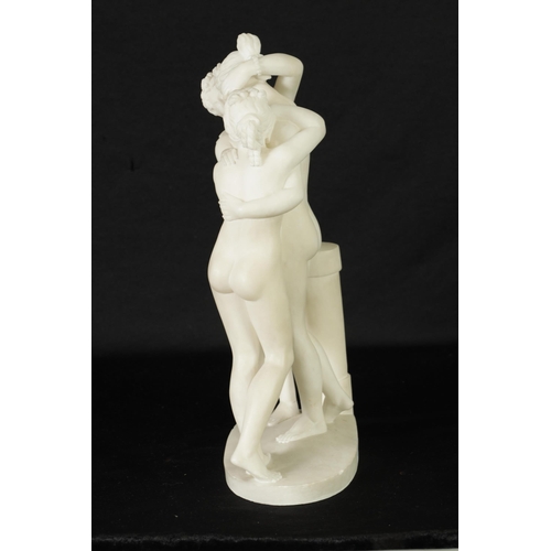 547 - A GOOD 19TH CENTURY CARVED ALABASTER FIGURAL SCULPTURE OF THE THREE GRACES finely executed and mount... 