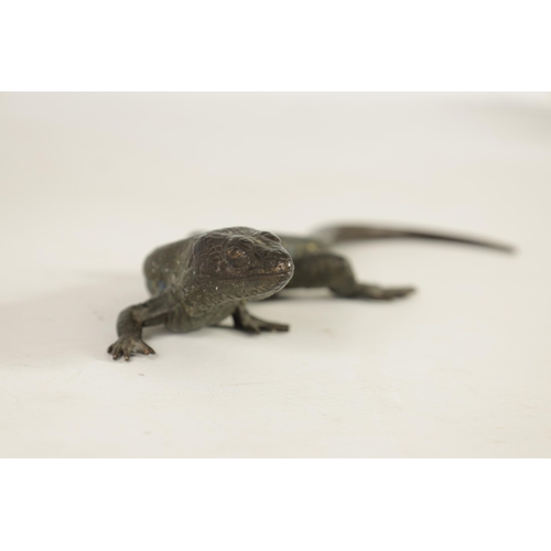 563 - A LATE 19TH CENTURY BERGMAN STYLE COLD PAINTED BRONZE SCULPTURE OF A LIZARD (26cm long)