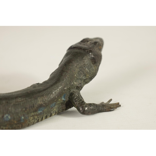 563 - A LATE 19TH CENTURY BERGMAN STYLE COLD PAINTED BRONZE SCULPTURE OF A LIZARD (26cm long)