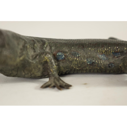 563 - A LATE 19TH CENTURY BERGMAN STYLE COLD PAINTED BRONZE SCULPTURE OF A LIZARD (26cm long)