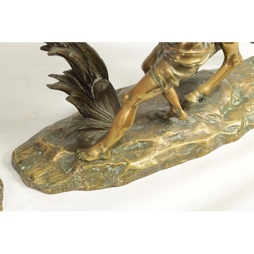 570 - A LARGE PAIR OF 19TH CENTURY GILT BRONZE MARLEY HORSES on naturalistic oval bases (54cm high)