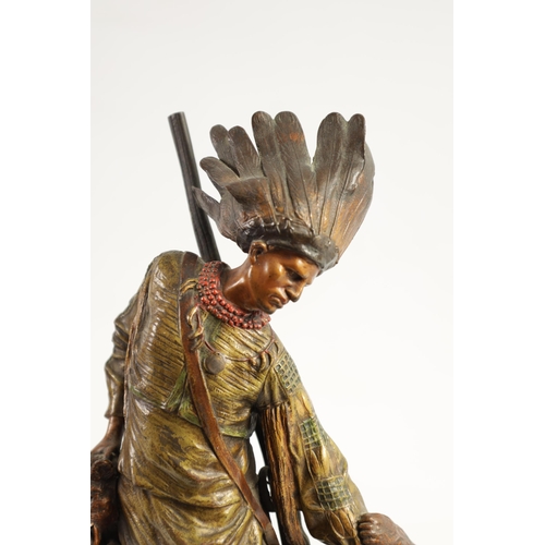 572 - FRANZ BERGMAN A LARGE EARLY 20TH CENTURY COLD-PAINTED BRONZE FIGURE GROUP depiciting an Indian playi... 