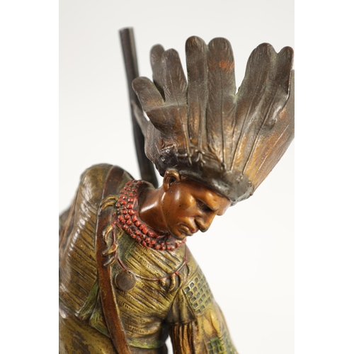 572 - FRANZ BERGMAN A LARGE EARLY 20TH CENTURY COLD-PAINTED BRONZE FIGURE GROUP depiciting an Indian playi... 