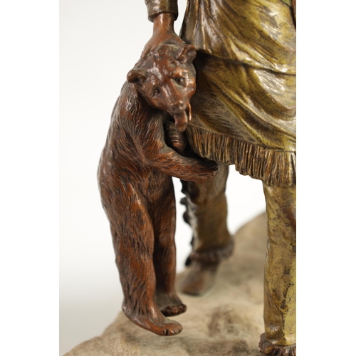 572 - FRANZ BERGMAN A LARGE EARLY 20TH CENTURY COLD-PAINTED BRONZE FIGURE GROUP depiciting an Indian playi... 