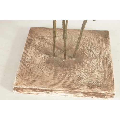 579 - A MODERN ART SCULPTURE built from replica twig-work design, mounted on a plaster work base (79cm hig... 