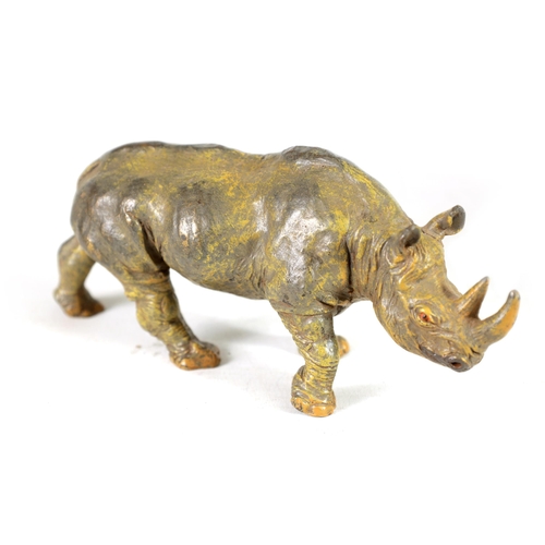 582 - A LATE 19TH CENTURY BERGMAN COLD PAINTED BRONZE SCULPTURE OF A RHINOCEROS stamped and inscribed Aust... 