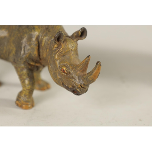 582 - A LATE 19TH CENTURY BERGMAN COLD PAINTED BRONZE SCULPTURE OF A RHINOCEROS stamped and inscribed Aust... 