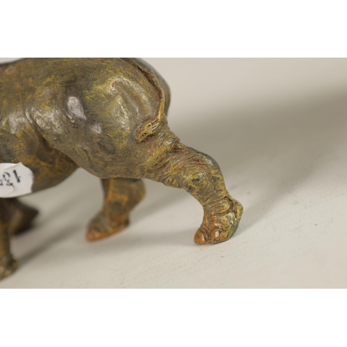 582 - A LATE 19TH CENTURY BERGMAN COLD PAINTED BRONZE SCULPTURE OF A RHINOCEROS stamped and inscribed Aust... 