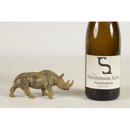 582 - A LATE 19TH CENTURY BERGMAN COLD PAINTED BRONZE SCULPTURE OF A RHINOCEROS stamped and inscribed Aust... 