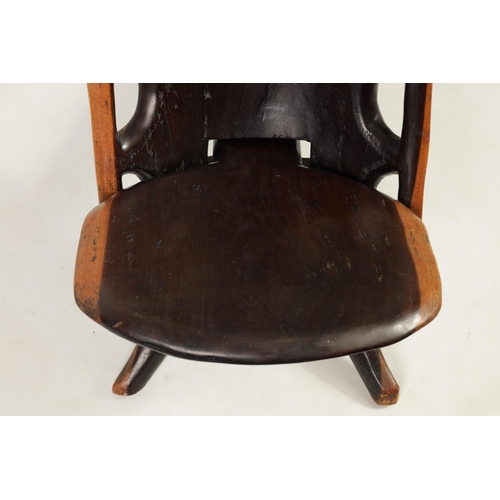 584 - AN AFRICAN TRIBAL HARDWOOD PALAVER CHAIR with figural pierced back (89cm high)