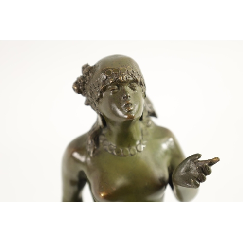 586 - ALFRED GREVIN (1827 - 1892) AN ART DECO GREEN PATINATED BRONZE FIGURE depicting a nude orientalist f... 