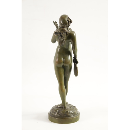 586 - ALFRED GREVIN (1827 - 1892) AN ART DECO GREEN PATINATED BRONZE FIGURE depicting a nude orientalist f... 