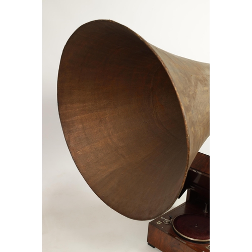 595 - A RARE 1930’S OVERSIZED E.M.G. MARK XB GRAMOPHONE having a large quarter veneered walnut and ebony c... 